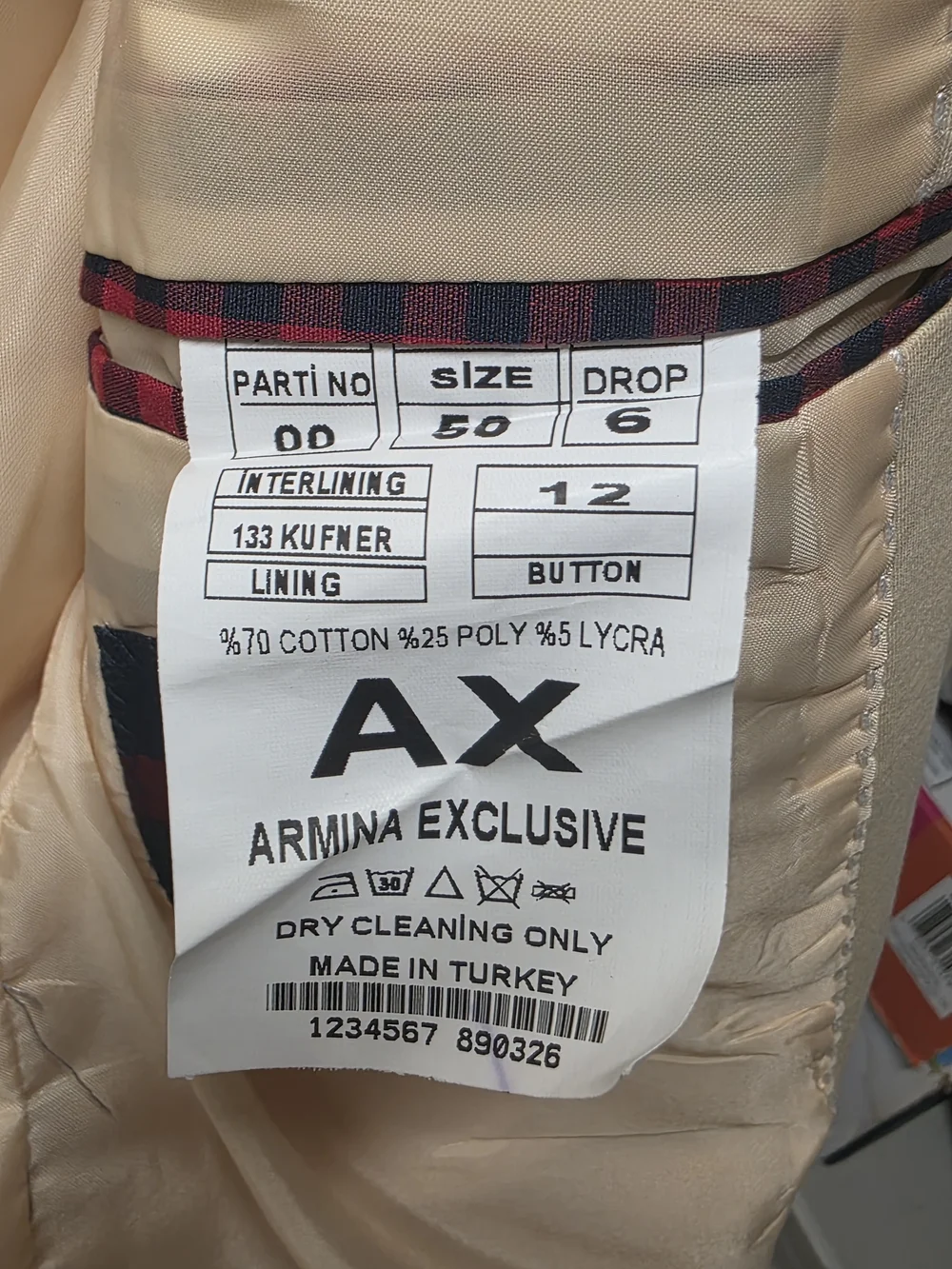 Men's Cream Single-Breasted Sport Coat Blazer - Armina Exclusive - Size 50